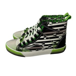 Ground Up Beetlejuice Green & Black High Top Lace Up Sneakers Size 8 Spooky